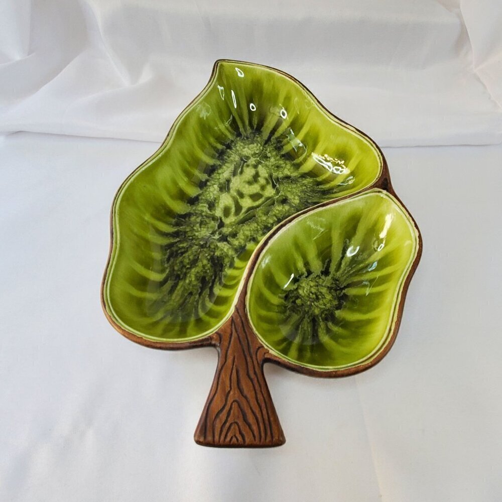 Treasure Craft USA No. 318 Vintage Leaf-Shaped Divided Serving Dish 13" MCM